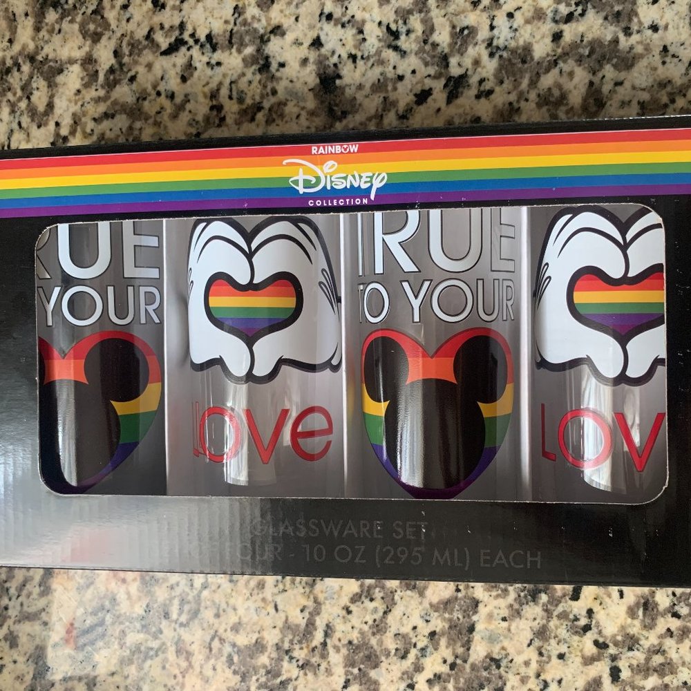 Disney Rainbow Collection Glassware Set 4 Glasses